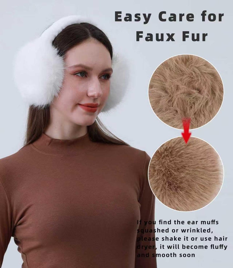 Eyegla Ear Muffs for Women Winter Adjustable & Foldable Fuzzy Earmuffs Fluffy Soft Ear Covers for Cold Weather - Image 5